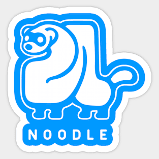 Ferret noodle. Minimal geometric design of a cute creature in white ink Sticker